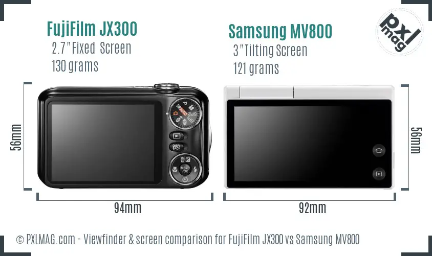 FujiFilm JX300 vs Samsung MV800 Screen and Viewfinder comparison FujiFilm JX300 vs Samsung MV800 Screen and Viewfinder comparison