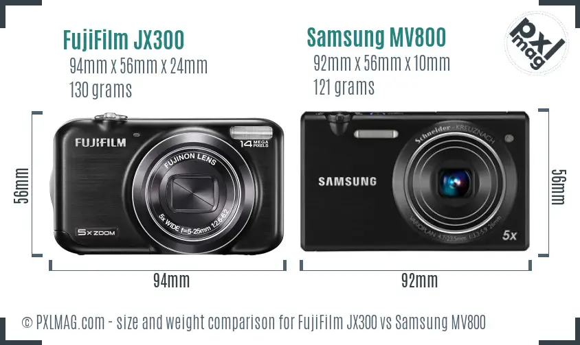 FujiFilm JX300 vs Samsung MV800 size comparison FujiFilm JX300 vs Samsung MV800 size comparison