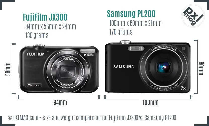 FujiFilm JX300 vs Samsung PL200 size comparison FujiFilm JX300 vs Samsung PL200 size comparison