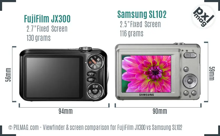 FujiFilm JX300 vs Samsung SL102 Screen and Viewfinder comparison FujiFilm JX300 vs Samsung SL102 Screen and Viewfinder comparison