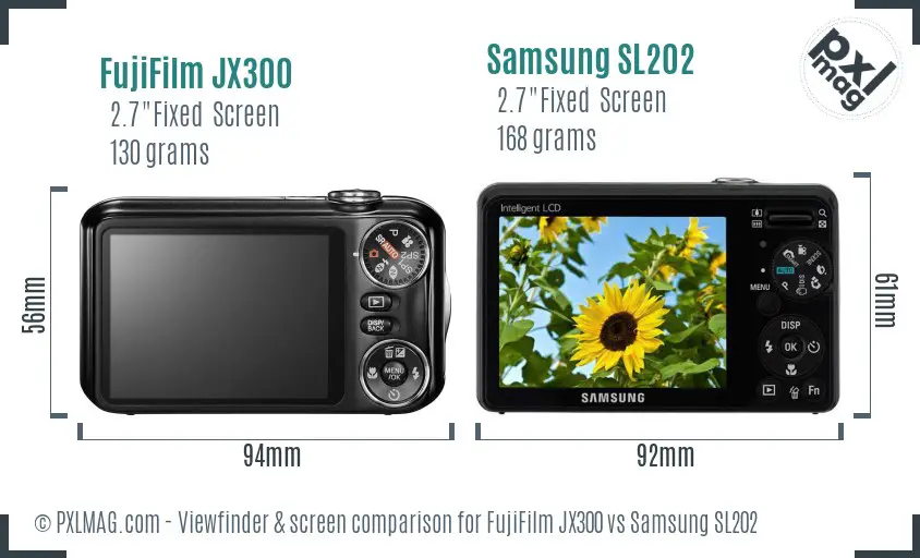 FujiFilm JX300 vs Samsung SL202 Screen and Viewfinder comparison FujiFilm JX300 vs Samsung SL202 Screen and Viewfinder comparison