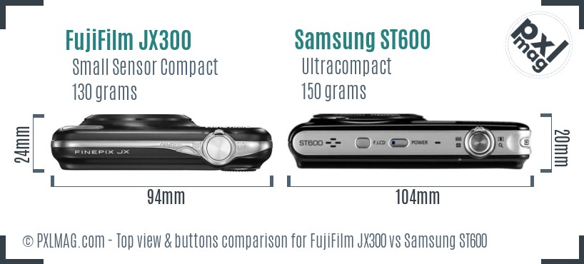 FujiFilm JX300 vs Samsung ST600 top view buttons comparison