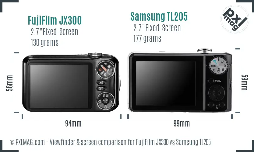 FujiFilm JX300 vs Samsung TL205 Screen and Viewfinder comparison FujiFilm JX300 vs Samsung TL205 Screen and Viewfinder comparison