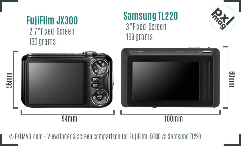 FujiFilm JX300 vs Samsung TL220 Screen and Viewfinder comparison