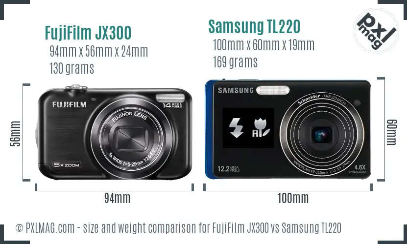 FujiFilm JX300 vs Samsung TL220 size comparison