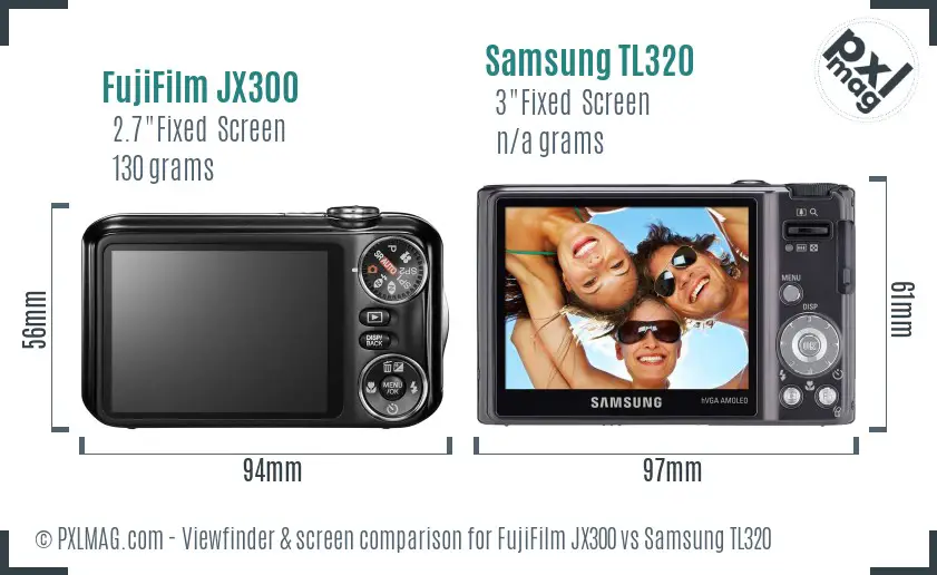 FujiFilm JX300 vs Samsung TL320 Screen and Viewfinder comparison FujiFilm JX300 vs Samsung TL320 Screen and Viewfinder comparison