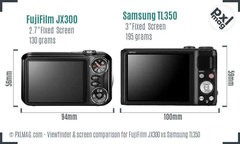 FujiFilm JX300 vs Samsung TL350 Screen and Viewfinder comparison