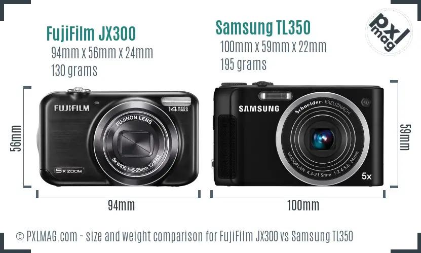 FujiFilm JX300 vs Samsung TL350 size comparison