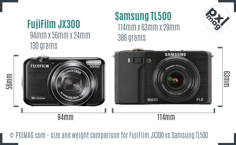 FujiFilm JX300 vs Samsung TL500 size comparison FujiFilm JX300 vs Samsung TL500 size comparison