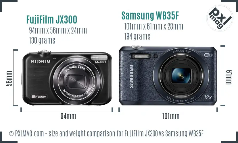 FujiFilm JX300 vs Samsung WB35F size comparison