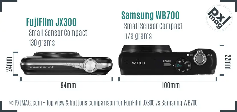 FujiFilm JX300 vs Samsung WB700 top view buttons comparison