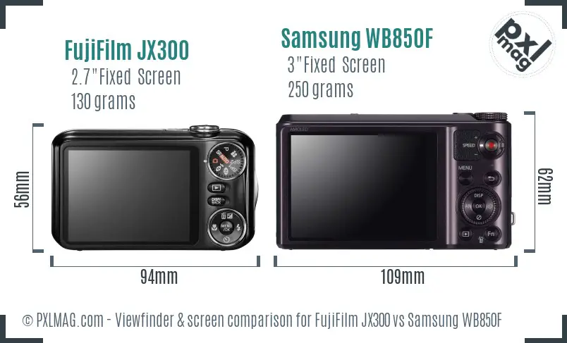 FujiFilm JX300 vs Samsung WB850F Screen and Viewfinder comparison FujiFilm JX300 vs Samsung WB850F Screen and Viewfinder comparison