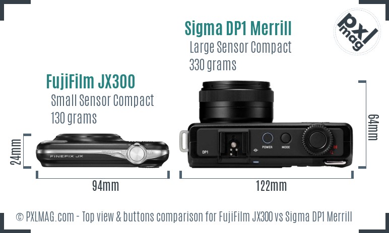 FujiFilm JX300 vs Sigma DP1 Merrill top view buttons comparison