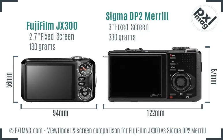 FujiFilm JX300 vs Sigma DP2 Merrill Screen and Viewfinder comparison
