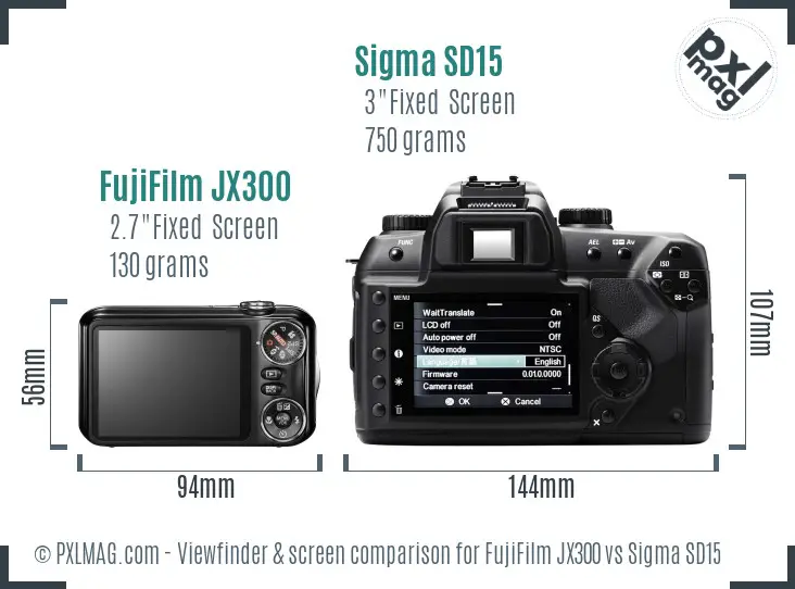 FujiFilm JX300 vs Sigma SD15 Screen and Viewfinder comparison FujiFilm JX300 vs Sigma SD15 Screen and Viewfinder comparison