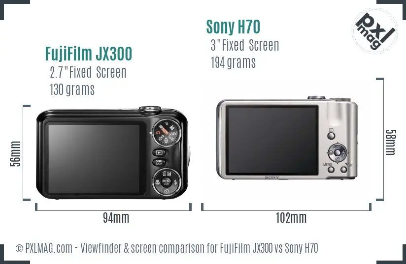 FujiFilm JX300 vs Sony H70 Screen and Viewfinder comparison FujiFilm JX300 vs Sony H70 Screen and Viewfinder comparison