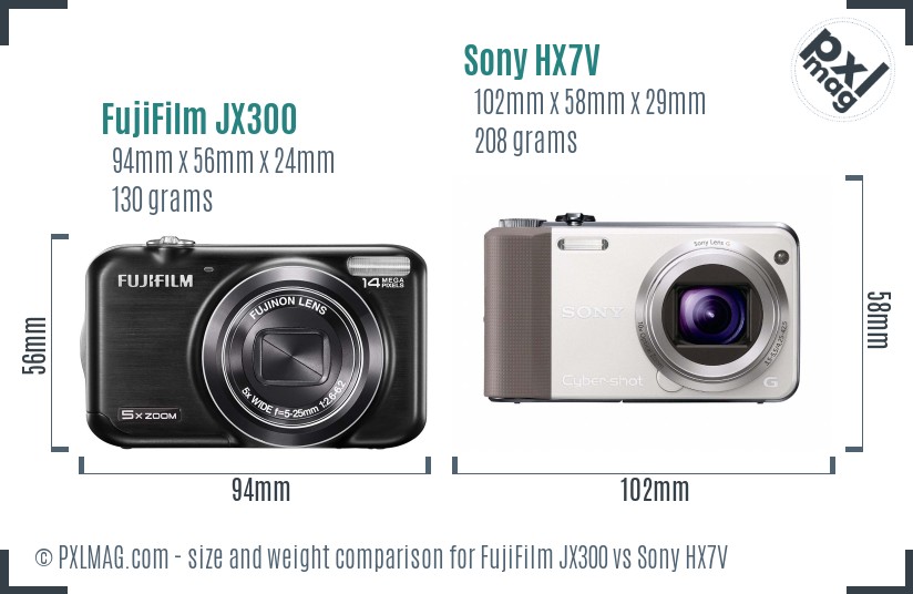FujiFilm JX300 vs Sony HX7V size comparison FujiFilm JX300 vs Sony HX7V size comparison