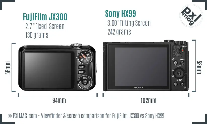 FujiFilm JX300 vs Sony HX99 Screen and Viewfinder comparison FujiFilm JX300 vs Sony HX99 Screen and Viewfinder comparison