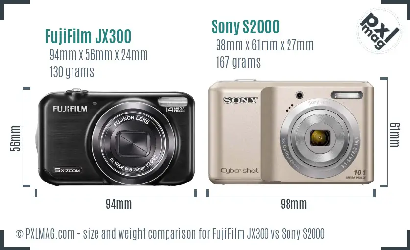 FujiFilm JX300 vs Sony S2000 size comparison