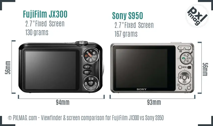 FujiFilm JX300 vs Sony S950 Screen and Viewfinder comparison