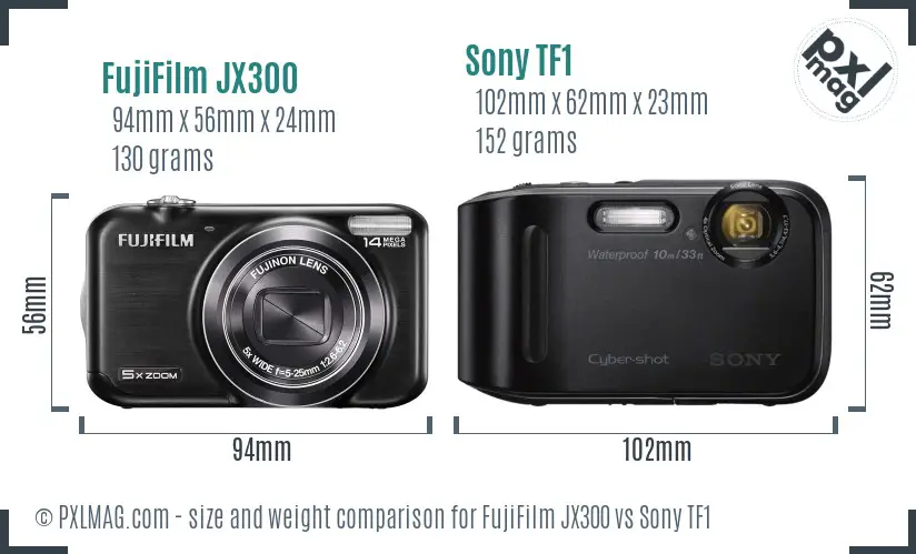 FujiFilm JX300 vs Sony TF1 size comparison FujiFilm JX300 vs Sony TF1 size comparison