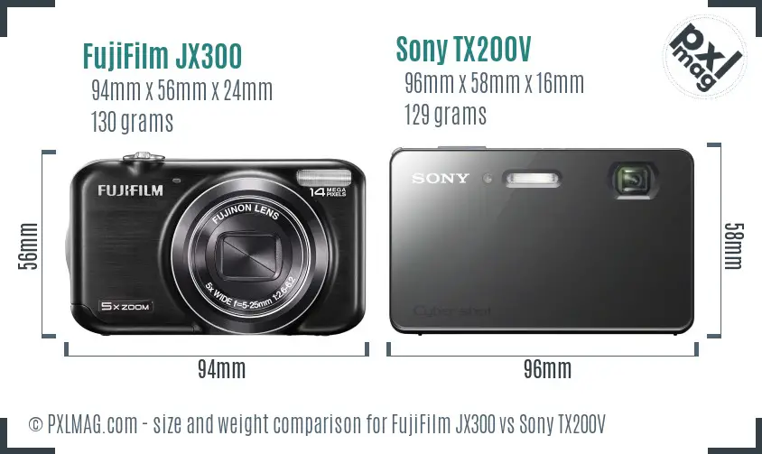 FujiFilm JX300 vs Sony TX200V size comparison