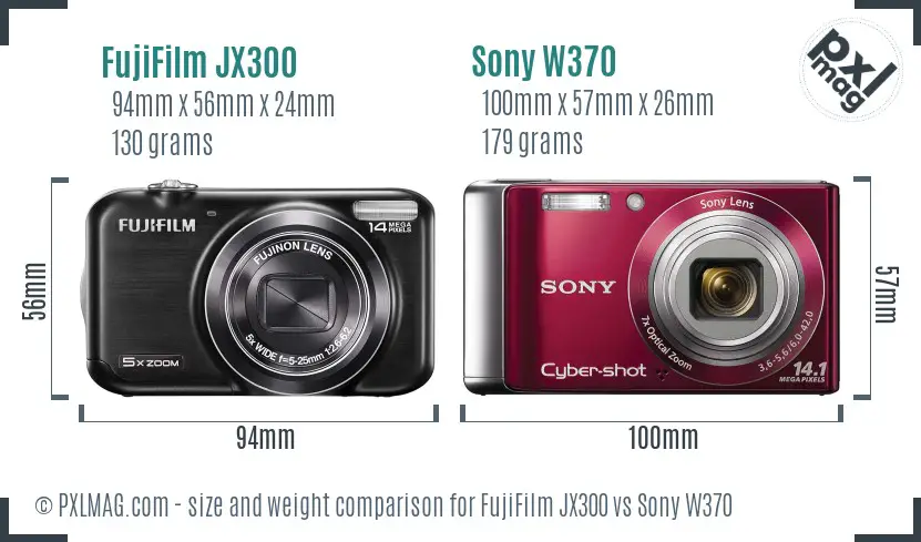 FujiFilm JX300 vs Sony W370 size comparison FujiFilm JX300 vs Sony W370 size comparison