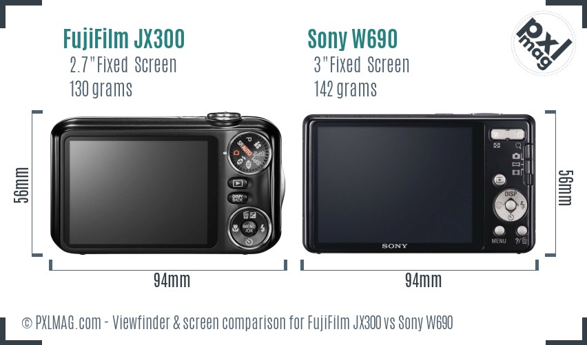 FujiFilm JX300 vs Sony W690 Screen and Viewfinder comparison