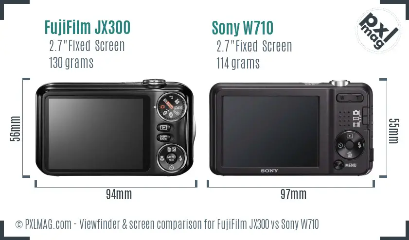 FujiFilm JX300 vs Sony W710 Screen and Viewfinder comparison FujiFilm JX300 vs Sony W710 Screen and Viewfinder comparison