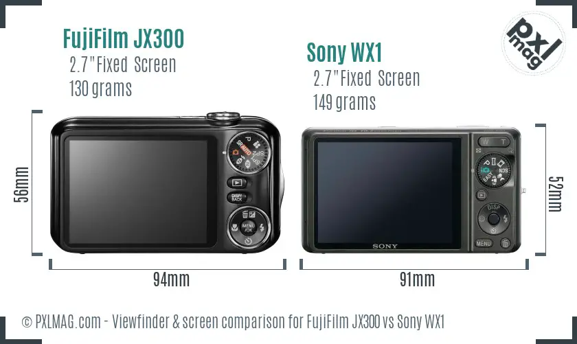 FujiFilm JX300 vs Sony WX1 Screen and Viewfinder comparison