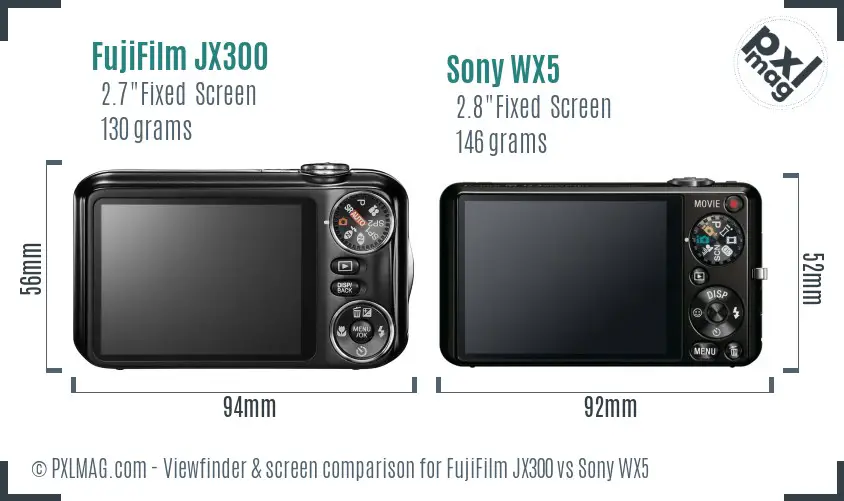 FujiFilm JX300 vs Sony WX5 Screen and Viewfinder comparison