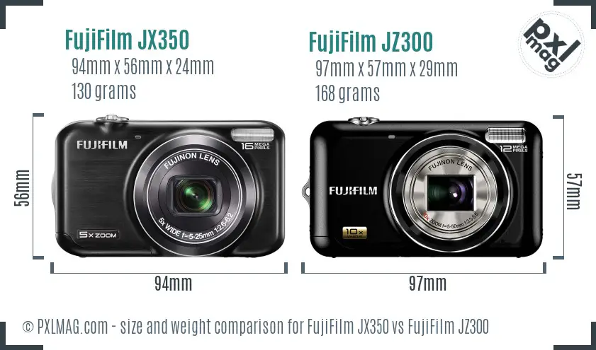 FujiFilm JX350 vs FujiFilm JZ300 size comparison