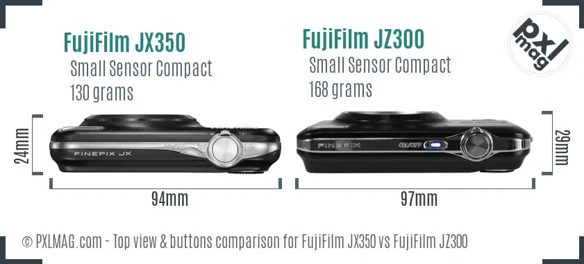 FujiFilm JX350 vs FujiFilm JZ300 top view buttons comparison