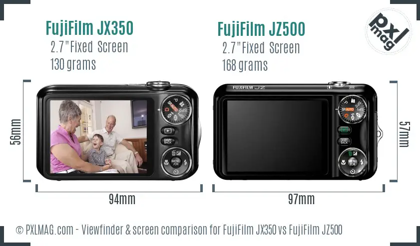 FujiFilm JX350 vs FujiFilm JZ500 Screen and Viewfinder comparison