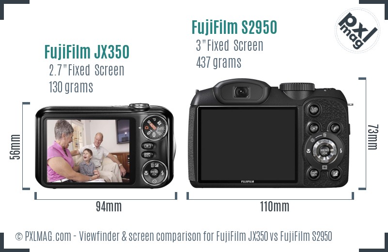 FujiFilm JX350 vs FujiFilm S2950 Screen and Viewfinder comparison