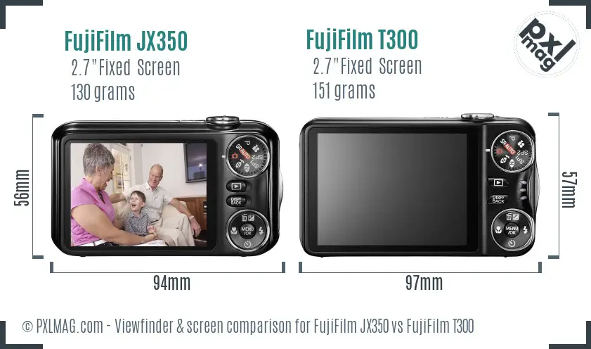 FujiFilm JX350 vs FujiFilm T300 Screen and Viewfinder comparison