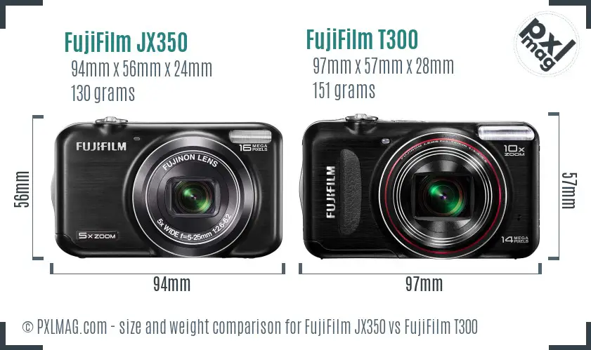 FujiFilm JX350 vs FujiFilm T300 size comparison