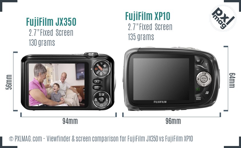 FujiFilm JX350 vs FujiFilm XP10 Screen and Viewfinder comparison