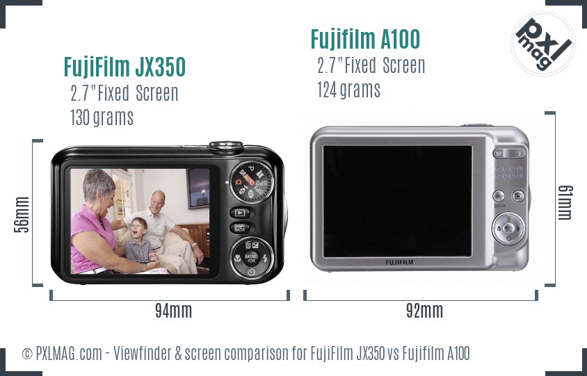 FujiFilm JX350 vs Fujifilm A100 Screen and Viewfinder comparison