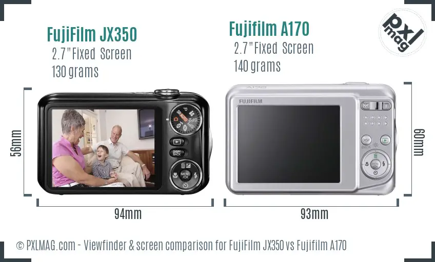 FujiFilm JX350 vs Fujifilm A170 Screen and Viewfinder comparison FujiFilm JX350 vs Fujifilm A170 Screen and Viewfinder comparison