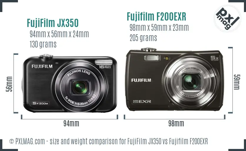 FujiFilm JX350 vs Fujifilm F200EXR size comparison