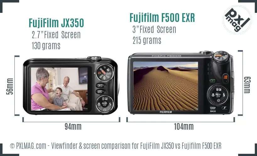 FujiFilm JX350 vs Fujifilm F500 EXR Screen and Viewfinder comparison