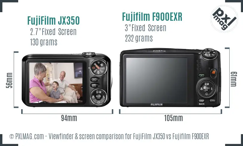FujiFilm JX350 vs Fujifilm F900EXR Screen and Viewfinder comparison