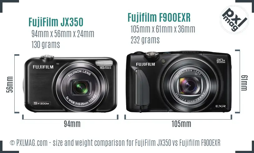 FujiFilm JX350 vs Fujifilm F900EXR size comparison