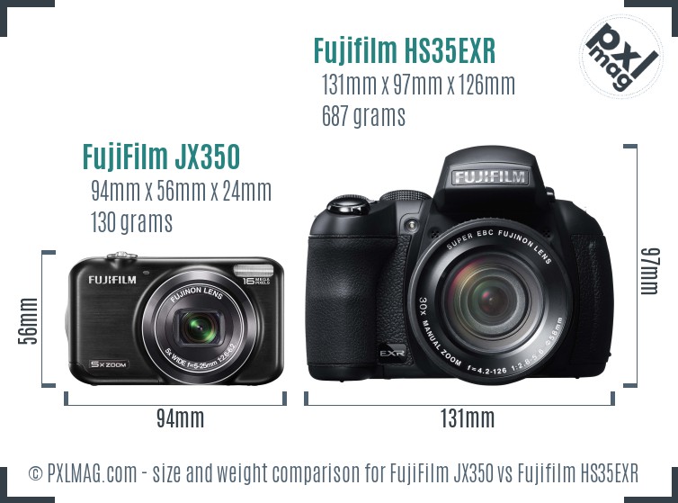 FujiFilm JX350 vs Fujifilm HS35EXR size comparison