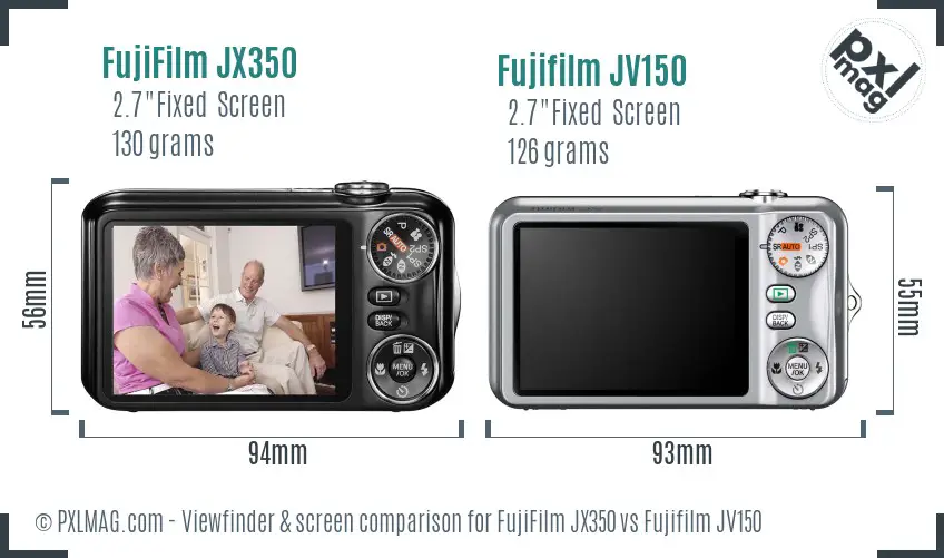 FujiFilm JX350 vs Fujifilm JV150 Screen and Viewfinder comparison
