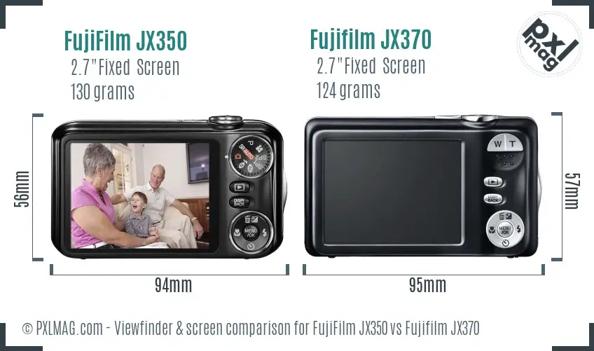 FujiFilm JX350 vs Fujifilm JX370 Screen and Viewfinder comparison