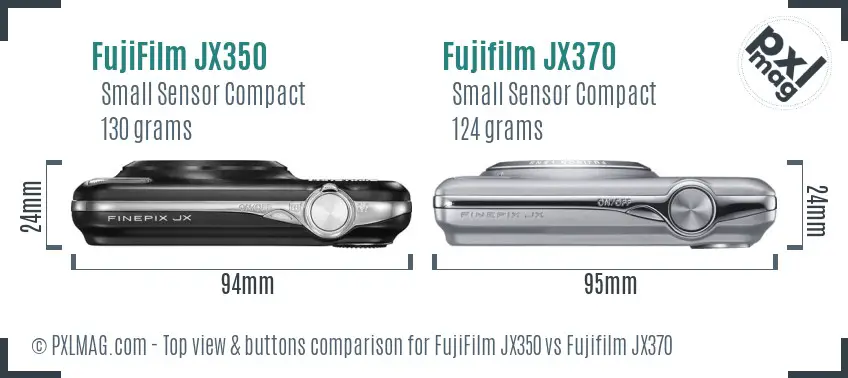 FujiFilm JX350 vs Fujifilm JX370 top view buttons comparison