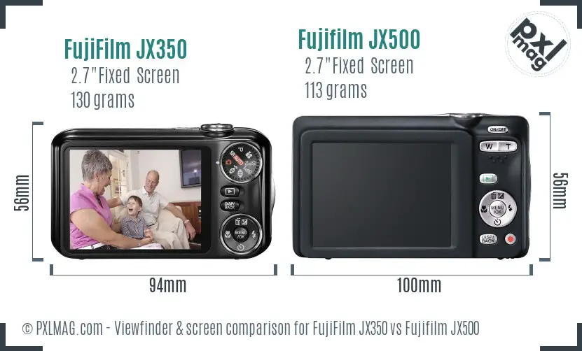 FujiFilm JX350 vs Fujifilm JX500 Screen and Viewfinder comparison