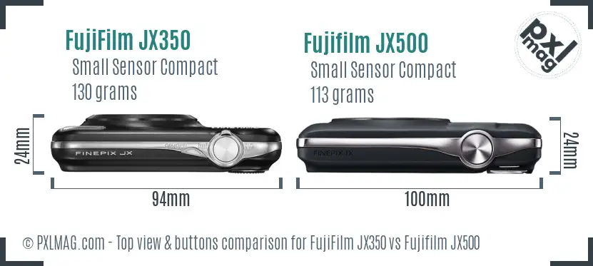 FujiFilm JX350 vs Fujifilm JX500 top view buttons comparison